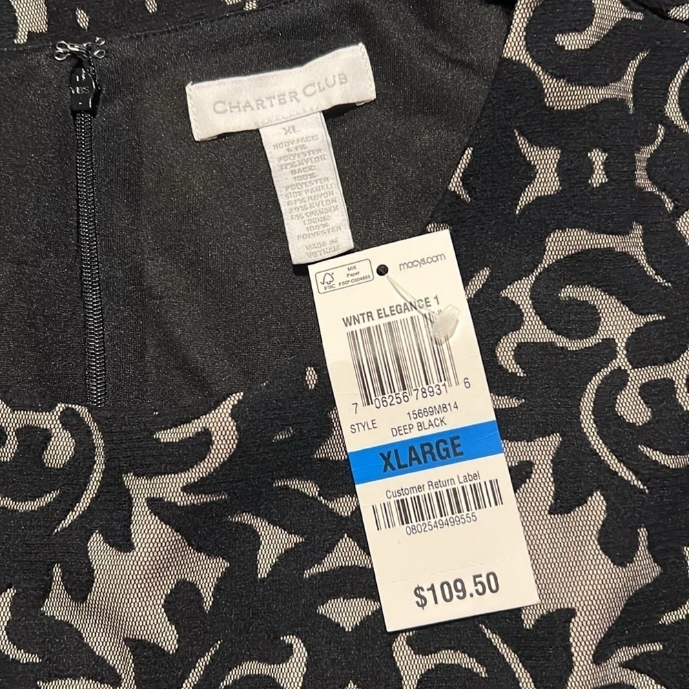 NWT Charter Club Midi Sleeveless Fit & Flare Winter Elegance Macys Dress T3* - Picture 3 of 5